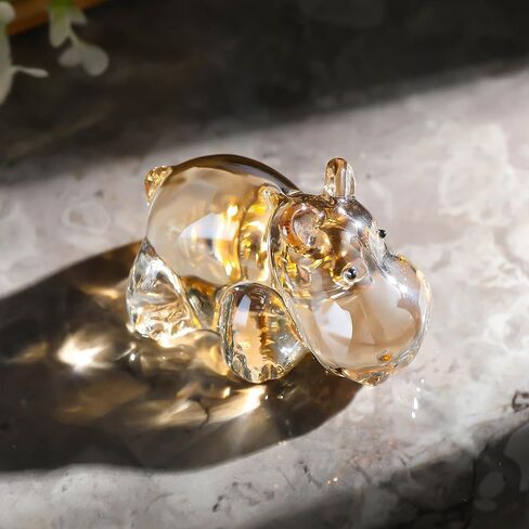 Crystal Grey Hippopotamus 2.8 in Figurines Gifts for Women, Glass Hippo Collectible for Animal Lovers on Birthday Christmas, Paperweight Decorative Centerpiece for Home in Kuwait