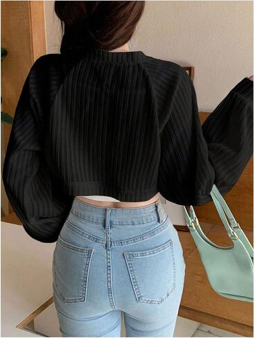 GORGLITTER Women's Open Front Bolero Shrug Cropped Cardigan Sweaters Cute Long Sleeve Knit Tops in Saudi Arabia