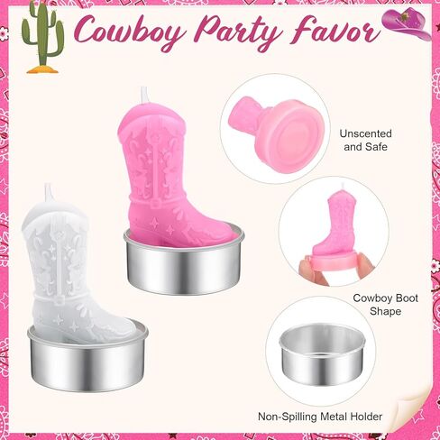 Landhoow 24 Sets Mini Cowgirl Cowboy Boot Tealight Candles Cowboy Boot Party Favors for Guests Include Cowboy Boot Tealight Candles Tags Bags for Western Bachelorette Party Supplies(Brown) in Kuwait