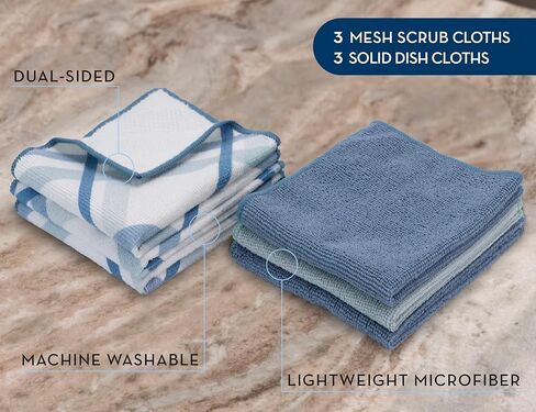 S&T INC. أقمشة أطباق من الألياف الدقيقة لغسل الأطباق، أقمشة تنظيف من الألياف الدقيقة لتنظيف المطبخ مع جانب تنظيف من البوليستر، رمادي، 30.48 سم × 30.48 سم، 10 عبوات in Kuwait