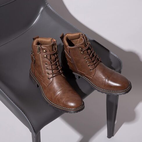 Vostey Men's Boots Black Boots for Men Casual Boots Motorcycle Combat Ankle Dress Boots Mens (BMY678A black 15) in Kuwait