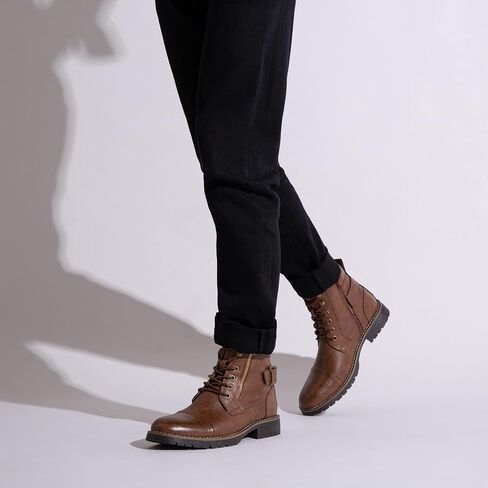 Vostey Men's Boots Black Boots for Men Casual Boots Motorcycle Combat Ankle Dress Boots Mens (BMY678A black 15) in Kuwait