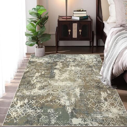 Large Rug 8x10 Machine Washable Area Rug Modern Rug Non Slip Soft Rug Living Room Rug Accent Throw Rugs for Dining Room, Cream/Blue in Saudi Arabia
