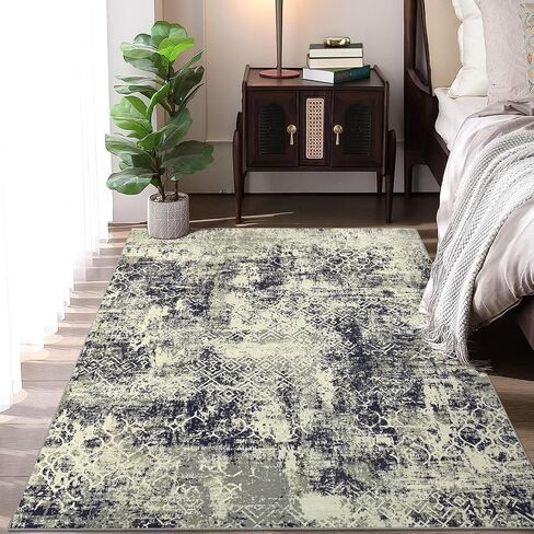 Large Rug 8x10 Machine Washable Area Rug Modern Rug Non Slip Soft Rug Living Room Rug Accent Throw Rugs for Dining Room, Cream/Blue in Saudi Arabia