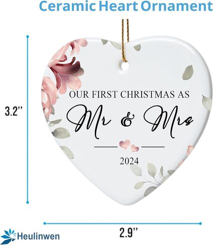 Wedding Gifts For Couple, Our First Christmas Married Ornament, First Christmas Married Ornament 2024, Newlywed Wedding Ornament 2024, Christmas Heart Ornaments For Couple, Bridal Shower Wedding Gifts in Saudi Arabia