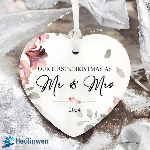 Wedding Gifts For Couple, Our First Christmas Married Ornament, First Christmas Married Ornament 2024, Newlywed Wedding Ornament 2024, Christmas Heart Ornaments For Couple, Bridal Shower Wedding Gifts in Saudi Arabia