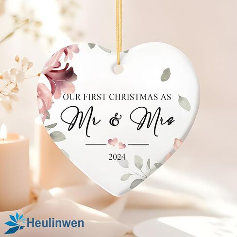 Wedding Gifts For Couple, Our First Christmas Married Ornament, First Christmas Married Ornament 2024, Newlywed Wedding Ornament 2024, Christmas Heart Ornaments For Couple, Bridal Shower Wedding Gifts in Saudi Arabia