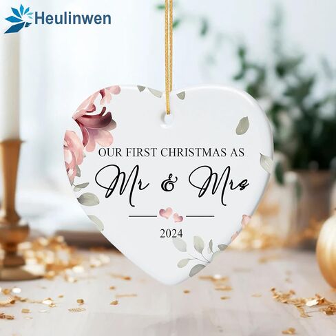 Wedding Gifts For Couple, Our First Christmas Married Ornament, First Christmas Married Ornament 2024, Newlywed Wedding Ornament 2024, Christmas Heart Ornaments For Couple, Bridal Shower Wedding Gifts in Saudi Arabia