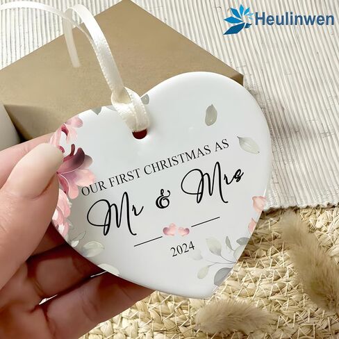 Wedding Gifts For Couple, Our First Christmas Married Ornament, First Christmas Married Ornament 2024, Newlywed Wedding Ornament 2024, Christmas Heart Ornaments For Couple, Bridal Shower Wedding Gifts in Saudi Arabia