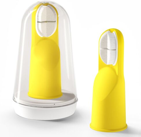 Baby Finger Toothbrush with Storage Case for 0-1 Year Infants, Silicone Finger Sleeve for Gentle Oral Care, V-Shaped Soft Bristle for Baby's First Teeth, Infant Oral Tongue Cleaner - Yellow (1 Pc) in Saudi Arabia