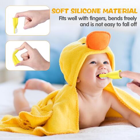 Baby Finger Toothbrush with Storage Case for 0-1 Year Infants, Silicone Finger Sleeve for Gentle Oral Care, V-Shaped Soft Bristle for Baby's First Teeth, Infant Oral Tongue Cleaner - Yellow (1 Pc) in Saudi Arabia