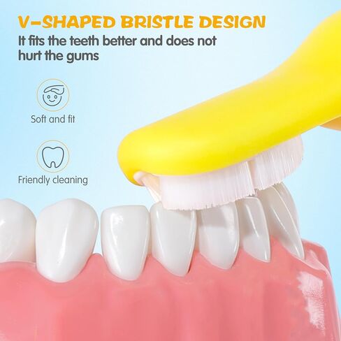 Baby Finger Toothbrush with Storage Case for 0-1 Year Infants, Silicone Finger Sleeve for Gentle Oral Care, V-Shaped Soft Bristle for Baby's First Teeth, Infant Oral Tongue Cleaner - Yellow (1 Pc) in Saudi Arabia