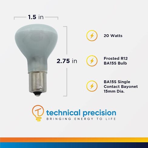 لمبة 13V RV Light 1383 بالدقة الفنية - 20W Frosted R12 BA15S لمبة أحادية الاتصال بقاعدة حربة للسيارات والمصاعد والقراءة - عمر افتراضي يصل إلى 300 ساعة - 10 عبوات in Saudi Arabia