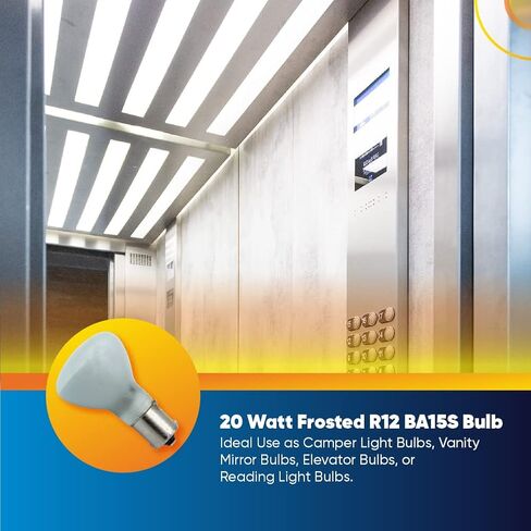 لمبة 13V RV Light 1383 بالدقة الفنية - 20W Frosted R12 BA15S لمبة أحادية الاتصال بقاعدة حربة للسيارات والمصاعد والقراءة - عمر افتراضي يصل إلى 300 ساعة - 10 عبوات in Saudi Arabia