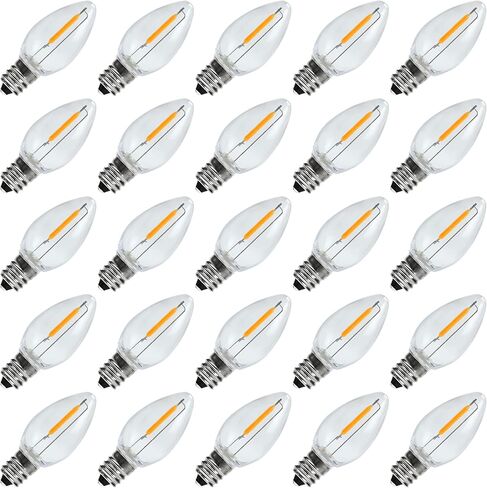 Exiugus 25Pack Shatterproof & Waterproof C7 Replacement LED Light Bulbs – 0.6W Equivalent to 7W, Multi-Color C7 LED Bulbs for Outdoor String Light, Commercial Grade Holiday Bulbs in Saudi Arabia