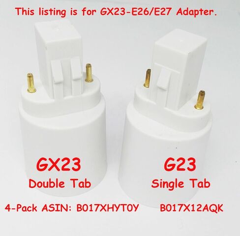 E-Simpo 4pcs Gx23 to E26/E27 Lamp Base Holder Socket Adapter, Refinded Gx23 to E26/e27 Bulb Base Converter CFL PL-S PL-C Bulb Holder Conversion Double Tab.2P in Parallel (4-Pack) in Saudi Arabia