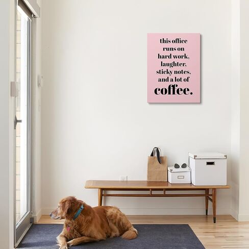 XWELLDAN Teamwork Quote This Office Runs on Hard Work Wall Art Canvas Prints,Coffee Humor Workplace Wall Art Decor for Home Office HR Office Workplace, 11 x 14 Inch, Framed in Kuwait