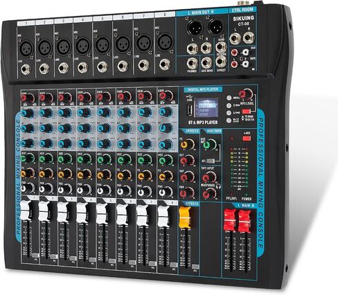 6 Channel Audio Mixer Professional Sound Board Console w/99 DSP Effects 48V Phantom Power Bluetooth USB Interface Stereo DJ Mixer Board for Karaoke Live Performance DJ Stage in Saudi Arabia