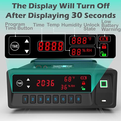 Biometric Gun Safe,Clock Smart Safe with Temp,Humidity,Battery,Drawer Gun Safe for Handgun - Nightstand Handgun Safe Pistol Safe in Saudi Arabia
