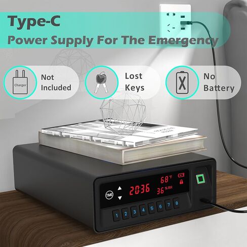 Biometric Gun Safe,Clock Smart Safe with Temp,Humidity,Battery,Drawer Gun Safe for Handgun - Nightstand Handgun Safe Pistol Safe in Saudi Arabia