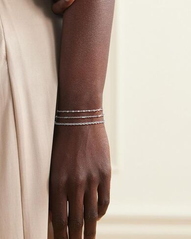 3 قطع من الأساور الأولية من الذهب الأبيض للنساء، سوار ذهبي أنيق عيار 14 قيراط، مع حرف ربط، سحر A-Z، سوار مضاد للتلطيخ، هدايا للنساء in Kuwait