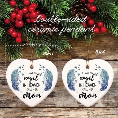 هدايا تذكارية لفقدان الأم، هدايا تعاطف لفقدان الأم، زينة عيد الميلاد التذكارية على شكل قلب - لدي ملاك في الجنة وأسميها أمي in Saudi Arabia
