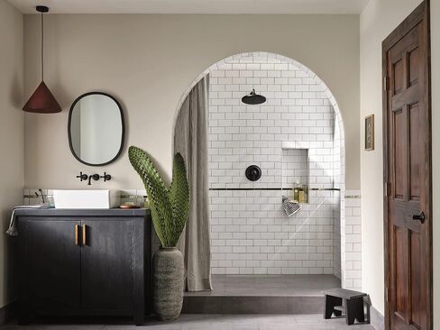 Moen TS44105BL Colinet Traditional Cross Handle Wall Mount Bathroom Faucet Trim, Valve Required, Matte Black in Saudi Arabia
