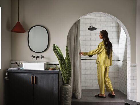 Moen TS44105BL Colinet Traditional Cross Handle Wall Mount Bathroom Faucet Trim, Valve Required, Matte Black in Saudi Arabia