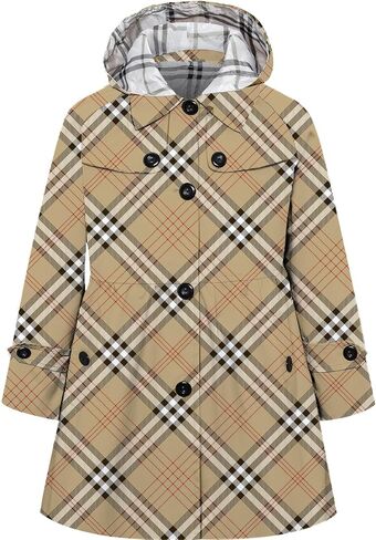Betusline Girl's Trench Coat, Single Breasted Windbreaker Hoodie Jacket Dress Coat Outerwear for Girl,1# Pink,3-4T = Tag 110 in Saudi Arabia