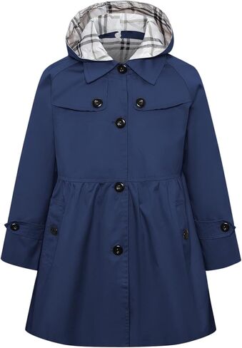 Betusline Girl's Trench Coat, Single Breasted Windbreaker Hoodie Jacket Dress Coat Outerwear for Girl,1# Pink,3-4T = Tag 110 in Saudi Arabia
