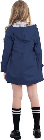 Betusline Girl's Trench Coat, Single Breasted Windbreaker Hoodie Jacket Dress Coat Outerwear for Girl,1# Pink,3-4T = Tag 110 in Saudi Arabia