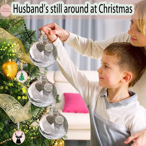 Sympathy Gifts for Loss of Husband,Clear Christmas Memorial Ornament Feather Ball, A Piece of My Heart is in Heaven,Christmas Tree Remembrance Hanging Pendant 3.15 inch (Husband) in Saudi Arabia