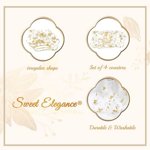مجموعة قواعد أكواب أكريليك Sweet Elegance® مكونة من 4 قطع من أكريليك ذهبي من فويل كوستر على شكل قطرة مقاومة للماء وغير قابلة للانزلاق ومتينة لتزيين الطاولة الملونة لمهرجان المنزل in Saudi Arabia