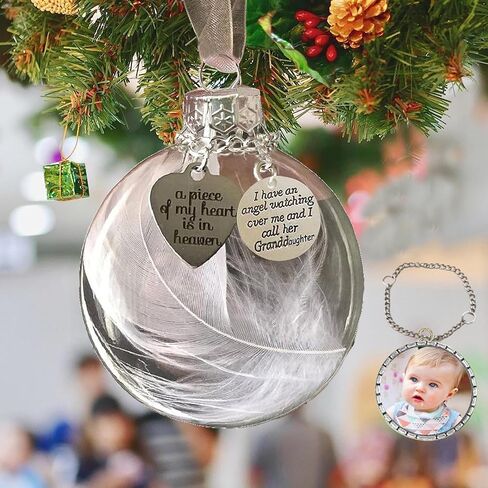 Sympathy Gifts for Loss of Husband,Clear Christmas Memorial Ornament Feather Ball, A Piece of My Heart is in Heaven,Christmas Tree Remembrance Hanging Pendant 3.15 inch (Husband) in Saudi Arabia