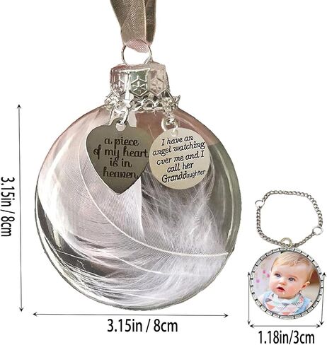 Sympathy Gifts for Loss of Husband,Clear Christmas Memorial Ornament Feather Ball, A Piece of My Heart is in Heaven,Christmas Tree Remembrance Hanging Pendant 3.15 inch (Husband) in Saudi Arabia