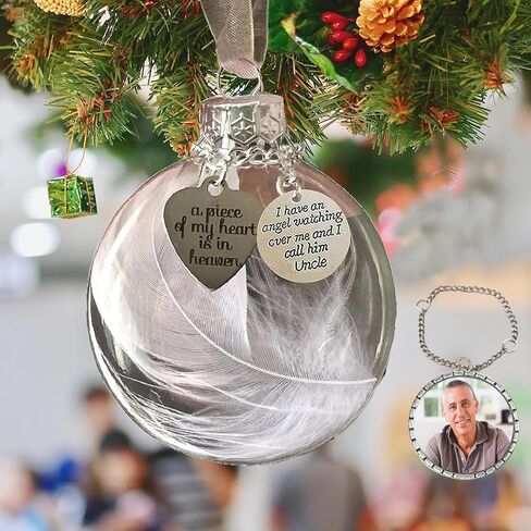 Sympathy Gifts for Loss of Husband,Clear Christmas Memorial Ornament Feather Ball, A Piece of My Heart is in Heaven,Christmas Tree Remembrance Hanging Pendant 3.15 inch (Husband) in Saudi Arabia