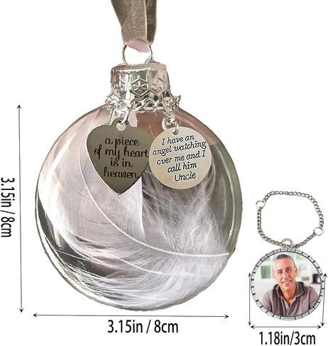 Sympathy Gifts for Loss of Husband,Clear Christmas Memorial Ornament Feather Ball, A Piece of My Heart is in Heaven,Christmas Tree Remembrance Hanging Pendant 3.15 inch (Husband) in Saudi Arabia