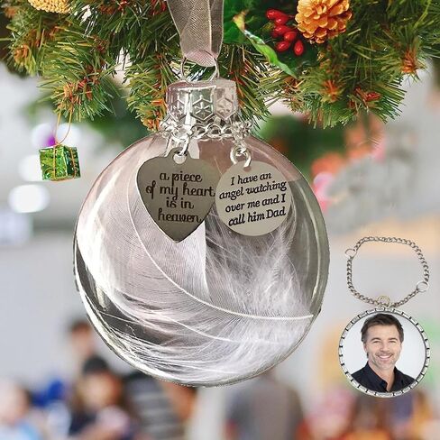 Sympathy Gifts for Loss of Husband,Clear Christmas Memorial Ornament Feather Ball, A Piece of My Heart is in Heaven,Christmas Tree Remembrance Hanging Pendant 3.15 inch (Husband) in Saudi Arabia