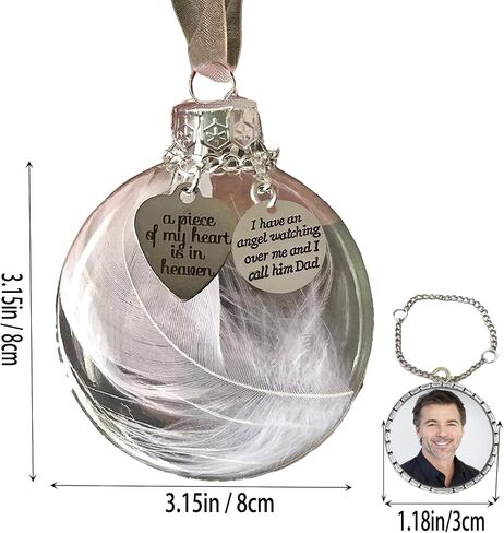 Sympathy Gifts for Loss of Husband,Clear Christmas Memorial Ornament Feather Ball, A Piece of My Heart is in Heaven,Christmas Tree Remembrance Hanging Pendant 3.15 inch (Husband) in Saudi Arabia
