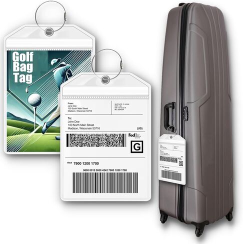 Golf Bag Luggage Tag - Extra Large 9" x 6", Waterproof Plastic Zipper Pouch, PVC Bag Tags for Golf Bag - Sealable Label Holder for Golf Bag (4) in Saudi Arabia