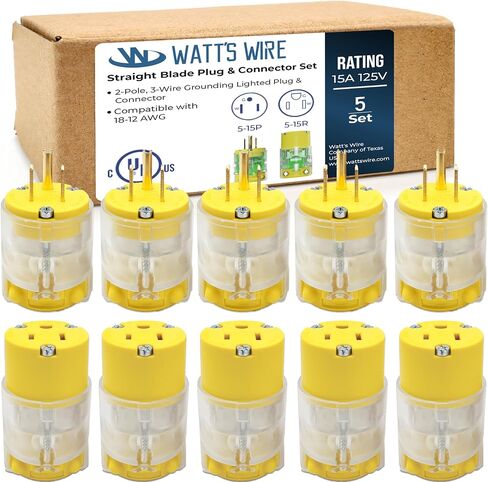 Extension Cord End - Male - 15 Amp 125 Volt NEMA 5-15P Heavy Duty Replacement Plug , UL Listed in Kuwait