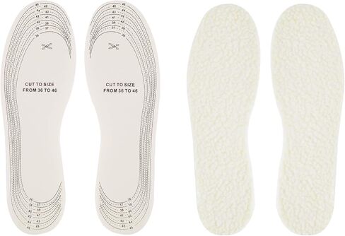 Sibba 2 Pairs Wool Sheepskin Shoe Insoles for Women Men Winter Boots Cold Weather Cut to Size Keep Feet Warm Stay in Place Fluffy Shoes Replacement Comfortable Thick Insert Unisex with Size Chart in Saudi Arabia
