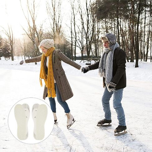 Sibba 2 Pairs Wool Sheepskin Shoe Insoles for Women Men Winter Boots Cold Weather Cut to Size Keep Feet Warm Stay in Place Fluffy Shoes Replacement Comfortable Thick Insert Unisex with Size Chart in Saudi Arabia