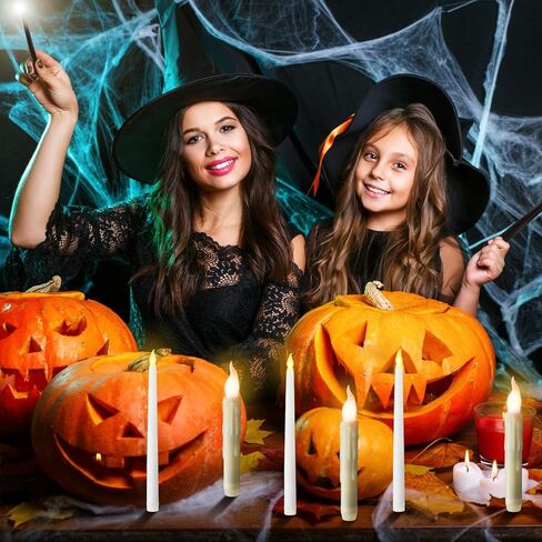 VIHOSE 22 قطعة من الشموع العائمة مع عصا زينة عيد الميلاد شموع معلقة سحرية وامضة LED ضوء دافئ شمعة عائمة عديمة اللهب مع عصا تعمل بالبطارية عن بعد شموع لمستلزمات الحفلات in Kuwait