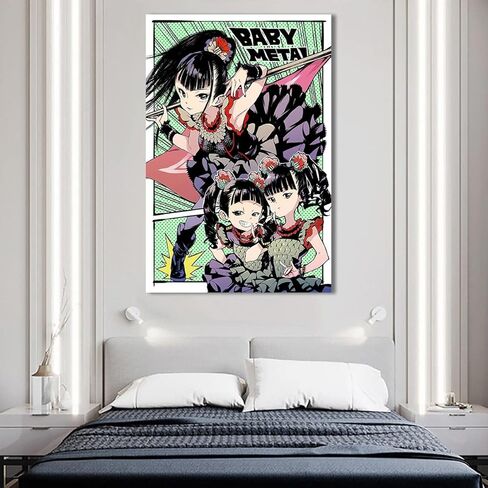 AFWM Babymetal Fanart، ملصق ديفتونز، لوحة فنية جدارية من القماش لديكور غرفة المعيشة، ملصقات ومطبوعات جمالية عتيقة لديكور الغرفة مقاس 12 بوصة × 18 بوصة in Kuwait