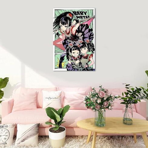 AFWM Babymetal Fanart، ملصق ديفتونز، لوحة فنية جدارية من القماش لديكور غرفة المعيشة، ملصقات ومطبوعات جمالية عتيقة لديكور الغرفة مقاس 12 بوصة × 18 بوصة in Kuwait