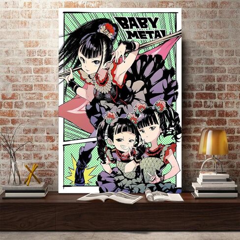 AFWM Babymetal Fanart، ملصق ديفتونز، لوحة فنية جدارية من القماش لديكور غرفة المعيشة، ملصقات ومطبوعات جمالية عتيقة لديكور الغرفة مقاس 12 بوصة × 18 بوصة in Kuwait