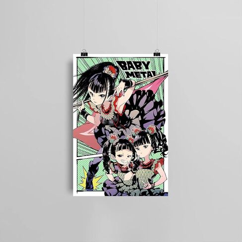 AFWM Babymetal Fanart، ملصق ديفتونز، لوحة فنية جدارية من القماش لديكور غرفة المعيشة، ملصقات ومطبوعات جمالية عتيقة لديكور الغرفة مقاس 12 بوصة × 18 بوصة in Kuwait
