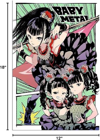 AFWM Babymetal Fanart، ملصق ديفتونز، لوحة فنية جدارية من القماش لديكور غرفة المعيشة، ملصقات ومطبوعات جمالية عتيقة لديكور الغرفة مقاس 12 بوصة × 18 بوصة in Kuwait