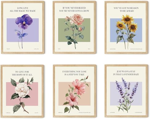 ملصقات مستوحاة من موسيقى TwoDays Taylor، فن جداري على شكل زهرة عتيقة مذهلة لهدايا المعجبين، كلمات أغنية زهرية نابضة بالحياة لتزيين غرفة النوم. (8 × 10 بوصة، مجموعة من 6 قطع، بدون إطار) in Kuwait